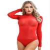 ACSUSS Women's Sexy Oil Shiny Glossy Bodystocking Silky Sheer Bodysuit with 5 Finger Gloves Hood Red A One Size view 3