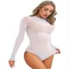 ACSUSS Women's Sexy Oil Shiny Glossy Bodystocking Silky Sheer Bodysuit with 5 Finger Gloves Hood White Crotchless A One Size view 3
