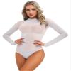 ACSUSS Women's Sexy Oil Shiny Glossy Bodystocking Silky Sheer Bodysuit with 5 Finger Gloves Hood White Crotchless A One Size view 4