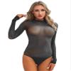 ACSUSS Women's Sexy Oil Shiny Glossy Bodystocking Silky Sheer Bodysuit with 5 Finger Gloves Hood Black A One Size view 2