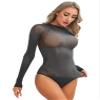 ACSUSS Women's Sexy Oil Shiny Glossy Bodystocking Silky Sheer Bodysuit with 5 Finger Gloves Hood Black A One Size view 3