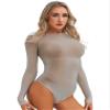 ACSUSS Women's Sexy Oil Shiny Glossy Bodystocking Silky Sheer Bodysuit with 5 Finger Gloves Hood Grey Crotchless A One Size view 2