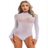 ACSUSS Women's Sexy Oil Shiny Glossy Bodystocking Silky Sheer Bodysuit with 5 Finger Gloves Hood Purple A One Size view 4