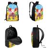 Lotusorchid Pig Kids Book Bag Set of 3, Boys Girls Backpack with Insulated Lunch Bag Pencil Case, Lightweight Large Kids Schoolbag Daypack for School, Blue and Yellow view 2