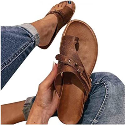 Women's Comfy Sandal Bunion Corrector Shoes Platform Soft Sole with Toe Arch Support Summer Breathable Casual Beach Travel Shoes,Brown,EU42/US10