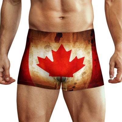 Canadian Flag Men's Boxer Briefs Underwear Soft Comfort Breathable Underpants 4XL