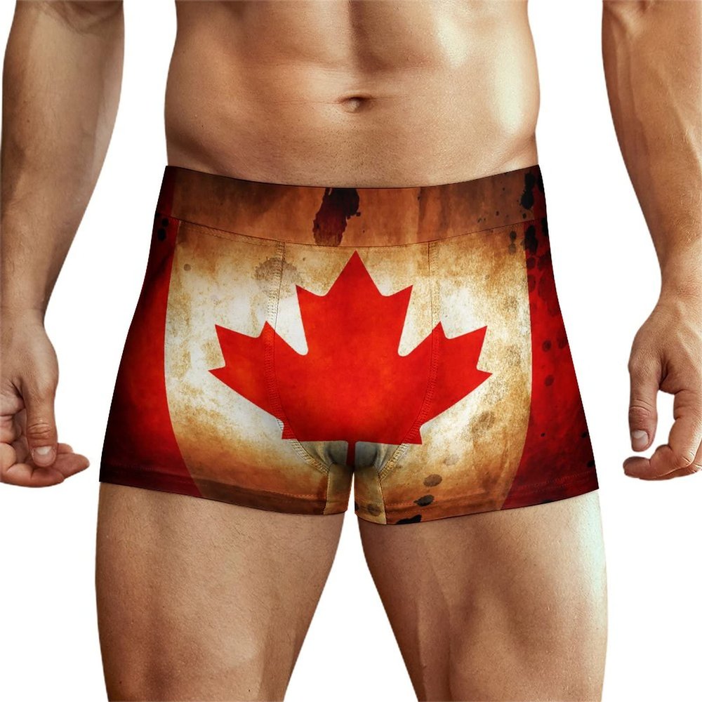 Canadian Flag Men's Boxer Briefs Underwear Soft Comfort Breathable Underpants 4XL