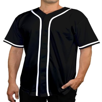 DIGITMON Men's Baseball Jersey Button Down Premium Hip Hop T Shirts Sports Uniform Blackwhite, Large