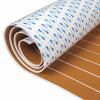 OCEANBROAD Self-Adhesive 96''x7.2'' Boat Flooring with 3M Adhesive Backing EVA Foam Boat Decking Faux Teak Marine Non-Slip Sheet for Jon Boats Yacht Helm Pad Floor, Brown with White Seam Lines view 1