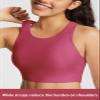 baleaf Women's Swim Bra Tops Modest High Neck Push Up Crop Tank Bikini Top Athletic Sports Swimsuits Bathing Suit Under Rash Guard Rose Red 44 view 4