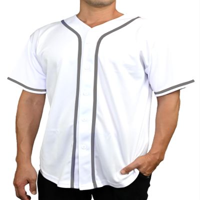 DIGITMON Men's Baseball Jersey Button Down Premium Hip Hop T Shirts Sports Uniform WHITEGREY, Large