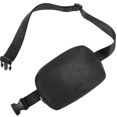 Telena Leather Belt Bag for Women Fashionable Fanny Packs Cross Body Bag Waist Pack Black