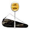 HUNDRED Cult 77 Feather Lite Carbon Fibre Strung Badminton Racket with Full Racket Cover for Intermediate Players (77g,Max Tension - 32LBS)