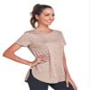 Absttith Women's Short Sleeve Workout Shirts Hiking Tops Lightweight Quick Dry Gym Soprt Tee Side Split Brown Small view 3