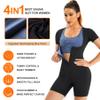URSEXYLY Sauna Suit for Women Sweat Vest Waist Trainer 3 in 1 Slimming Full Body Shaper Workout Top with Sleeve Shorts (Black-blue Inner, Large) view 3