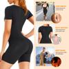 URSEXYLY Sauna Suit for Women Sweat Vest Waist Trainer 3 in 1 Slimming Full Body Shaper Workout Top with Sleeve Shorts (Black-blue Inner, Large) view 4