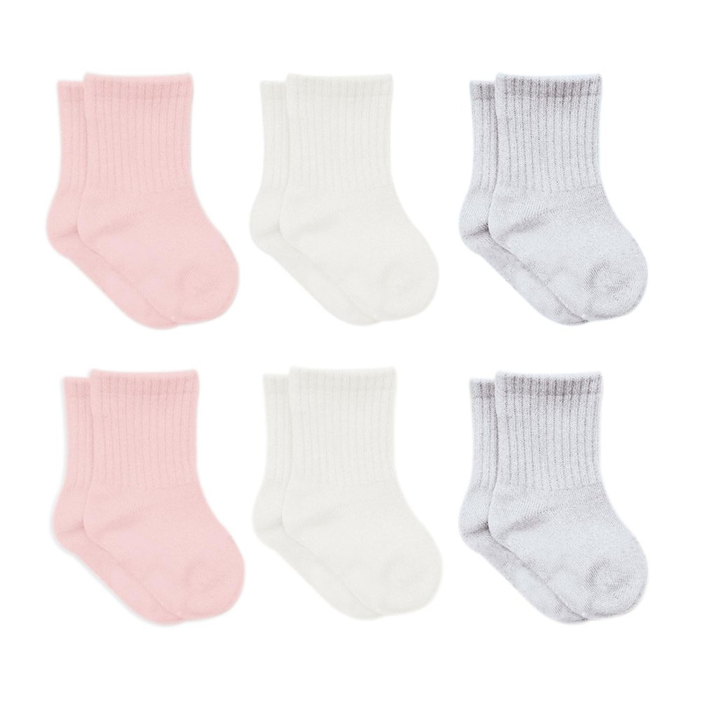 Baby Grip Ankle Socks 6 Pairs | Newborn Infant Toddlers Socks Anti-Allergic Cotton | Kids Boys Girls Ankle Sock (as1, age, 2_years, 3_years, Pink)