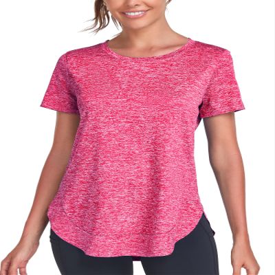 Absttith Womens Wicking T Shirts Short Sleeve Workout Athletic Casual Tops Gym Soprt Tee Side Split Red X-Large