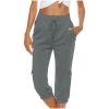 XUNRYAN Womens Capri Cargo Pants High Waisted Joggers Capris Summer Casual Cropped Trousers Workout Bermuda Shorts w Pockets view 1