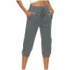 XUNRYAN Womens Capri Cargo Pants High Waisted Joggers Capris Summer Casual Cropped Trousers Workout Bermuda Shorts w Pockets view 2