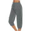XUNRYAN Womens Capri Cargo Pants High Waisted Joggers Capris Summer Casual Cropped Trousers Workout Bermuda Shorts w Pockets view 3