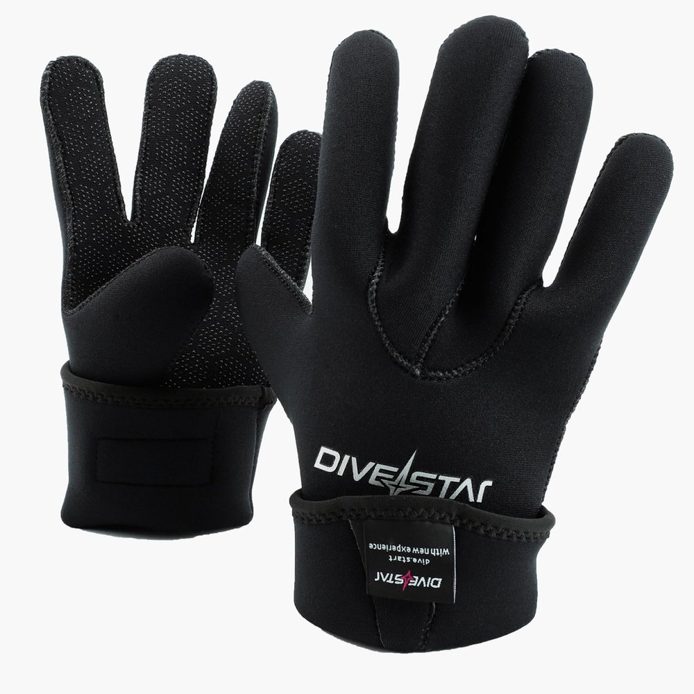 DIVESTAR Diving Neoprene Gloves for Men Women,5MM Black Wetsuit Gloves Scuba Beach Gloves for Snorkeling Swimming Kayaking Sailing Canoeing Water Sports(M,Black-5mm)