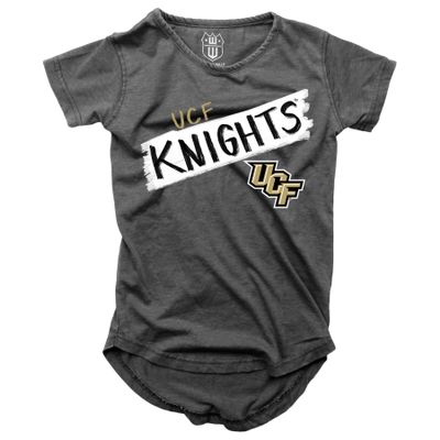 Wes and Willy NCAA Girls S/S Burnout Tee,UCF Knights,5,Black