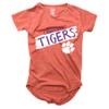 Wes and Willy NCAA Girls S/S Burnout Tee,Clemson Tigers,6,Orange Crush view 1
