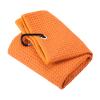 PATIKIL 20"x16" Tri-Fold Golf Towels, Waffle Pattern Towels Soft Fiber Strong Water Absorption with D Clip for Golf Lovers, Orange view 1
