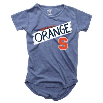 Wes and Willy NCAA Girls S/S Burnout Tee,Syracuse Orange,5,Midnight