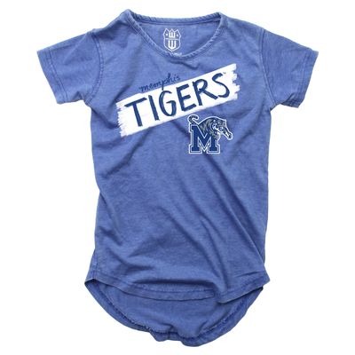 Wes and Willy NCAA Girls S/S Burnout Tee,Memphis Tigers,2T,Blue Moon