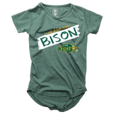 Wes and Willy NCAA Girls S/S Burnout Tee,North Dakota State Bison,14,Evergreen