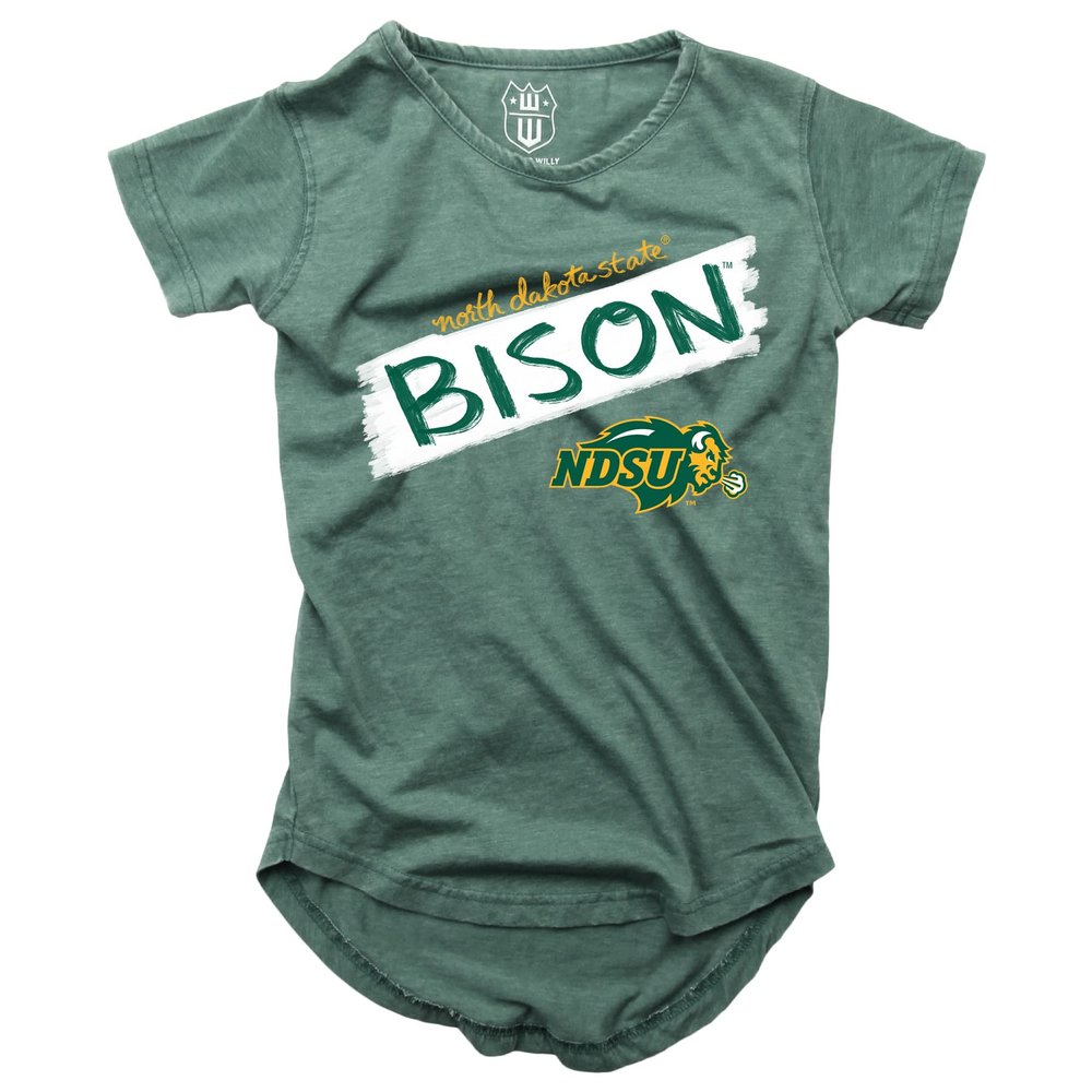 Wes and Willy NCAA Girls S/S Burnout Tee,North Dakota State Bison,14,Evergreen