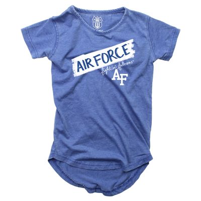 Wes and Willy NCAA Girls S/S Burnout Tee,Air Force Falcons,6,Blue Moon