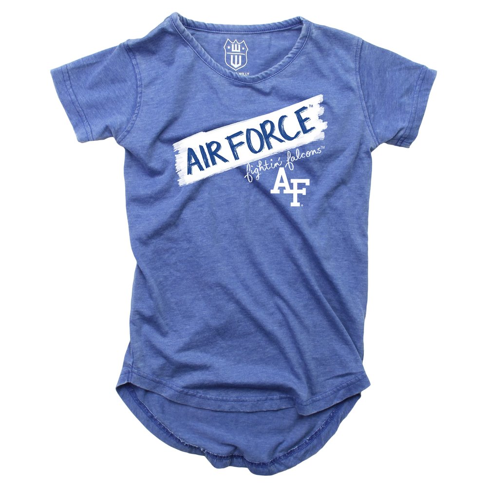 Wes and Willy NCAA Girls S/S Burnout Tee,Air Force Falcons,6,Blue Moon
