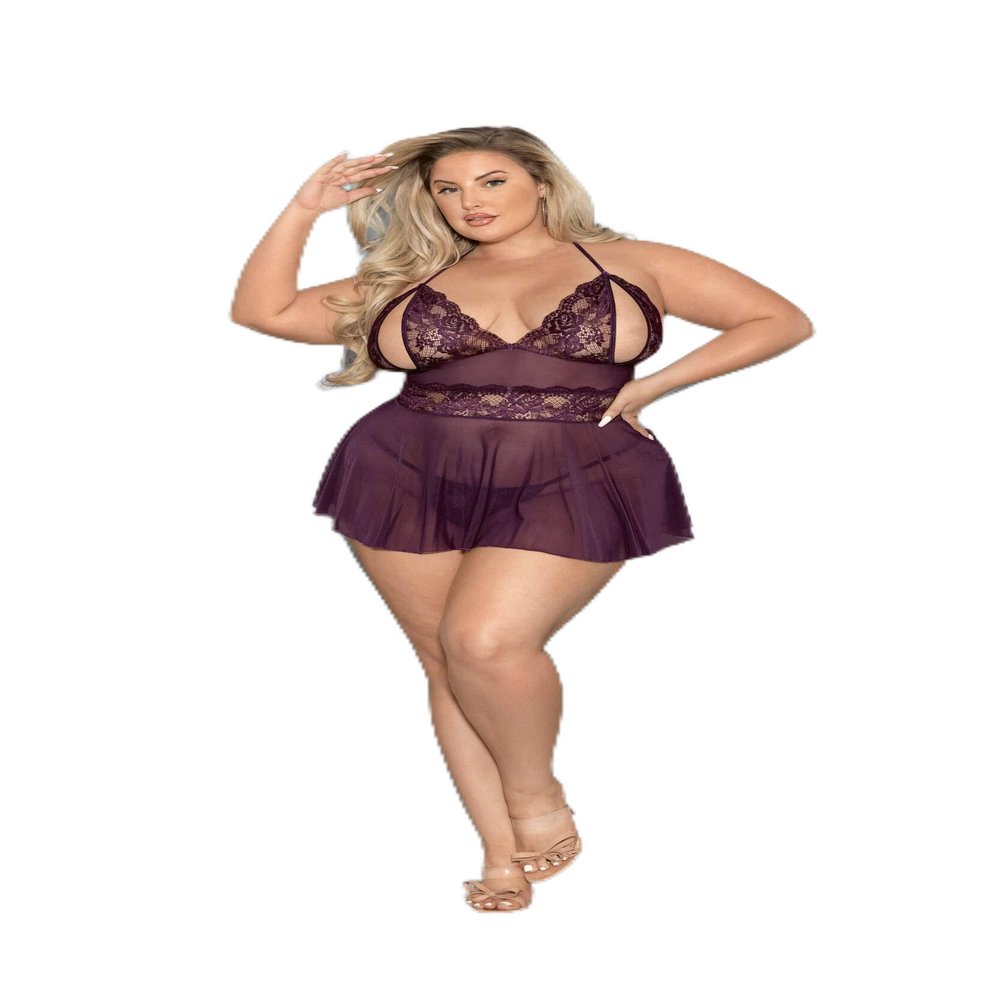 Shorty Babydoll - Queen Size - Plum