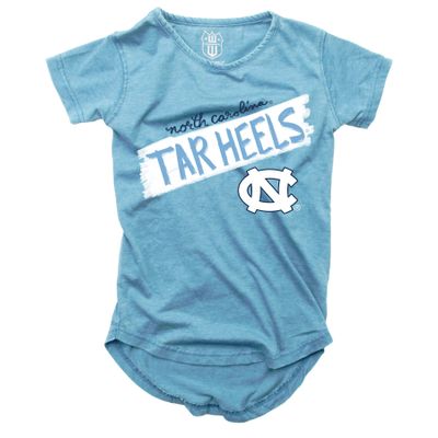 Wes and Willy NCAA Girls S/S Burnout Tee,North Carolina Tar Heels,3T,NC Blue