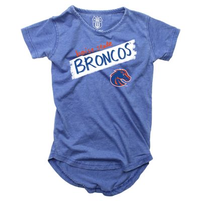 Wes and Willy NCAA Girls S/S Burnout Tee,Boise State Broncos,6X,Blue Moon
