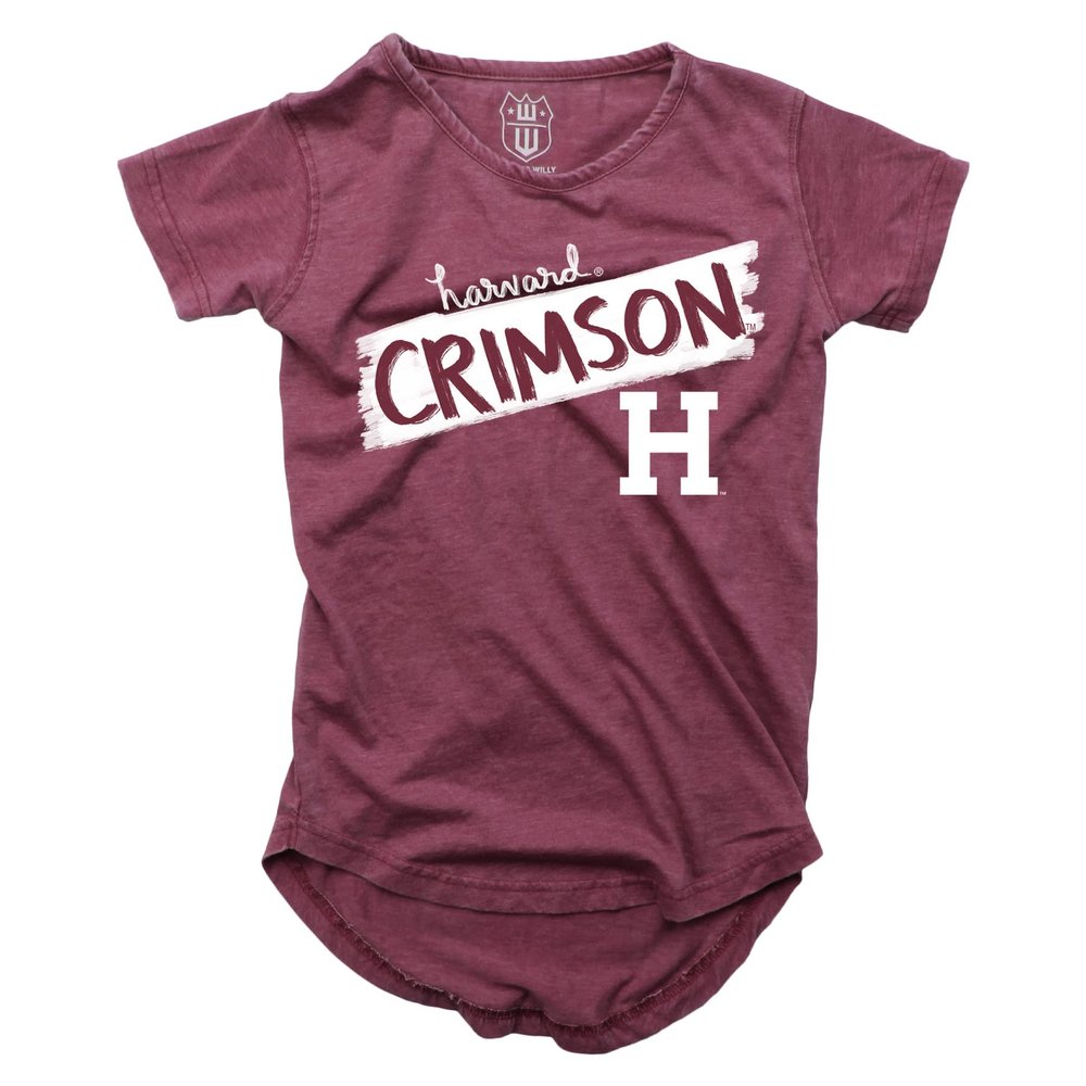 Wes and Willy NCAA Girls S/S Burnout Tee,Harvard Crimson,2T,HAR Maroon