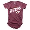 Wes and Willy NCAA Girls S/S Burnout Tee,Virginia Tech Hokies,14,HAR Maroon view 1