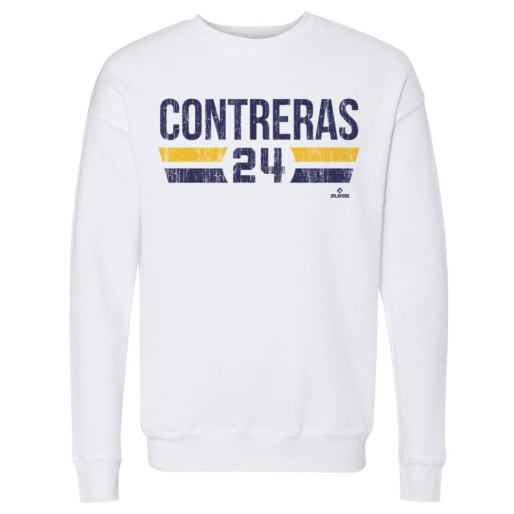 500 LEVEL William Contreras Sweatshirt (Crew Sweatshirt, XX-Large, White) - William Contreras Milwaukee Font