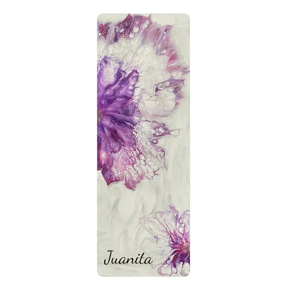 Personalized Purple Bloom Pink Flower Floral Non-Slip Rubber Bottom, Soft Suede Top, Cushioning, Impact Lessening, Yoga Mat Pilates Mat Exercise GYm and Home Mat