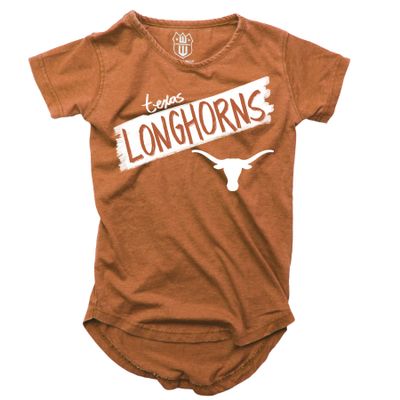 Wes and Willy NCAA Girls S/S Burnout Tee,Texas Longhorns,14,TX Orange