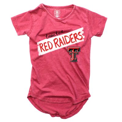 Wes and Willy NCAA Girls S/S Burnout Tee,Texas Tech Red Raiders,4,Cherry