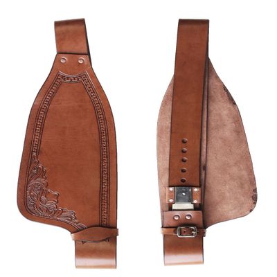 CHALLENGER Horse Western Adult Floral Tooled Brown Leather Replacement Saddle Fenders 5258LB