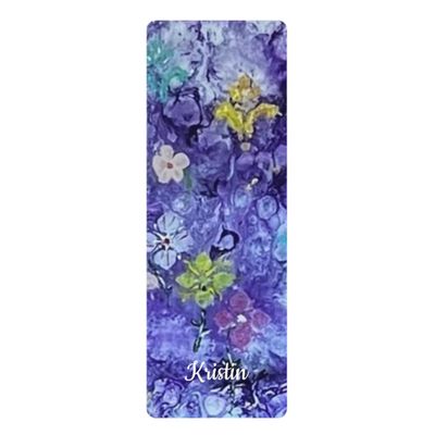 Personalized Purple Flowers colorful whimsical quirky Non-slip Grip Rubber Yoga Mat, Soft Suede Top Yoga Mat, Kids Yoga Mat, Adult Yoga Mat, Cushioning, Lightweight, Impact Lessening, Pilates Mat, Exercise Gym or Home Mat
