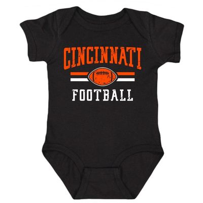 Xtreme Apparrel Cincinnati Retro Team Baby Bodysuit for Football Fans (Black, 24M)