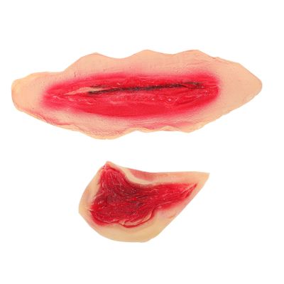 Amosfun Horrible Stickers 2pcs Fake Cuts Halloween Fake Wounds Halloween Costume Supplies Logo Stickers Makeup Decor Face 3D