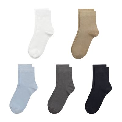 SERISIMPLE Kids Viscose Bamboo School Socks Soft flate Seam Color Anti Odor Thin Breathable Stretch Cuffs Girls Boy 5 Pairs (US, Alpha, Medium, Regular, Assorted4)