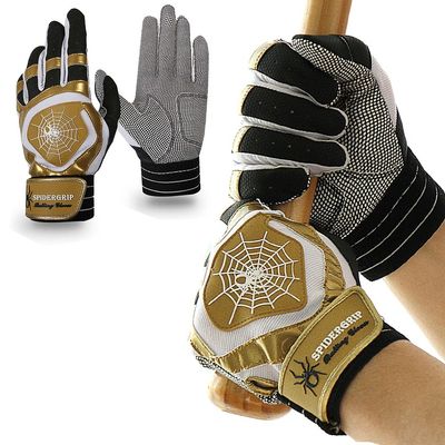 J&S Sporting Spider Grip Baseball Softball Batting Gloves for Mens and Kids (Black Gold, X-Large)